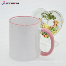 Sunmeta factory directly rim and handle sublimation coated 11oz blank white mug